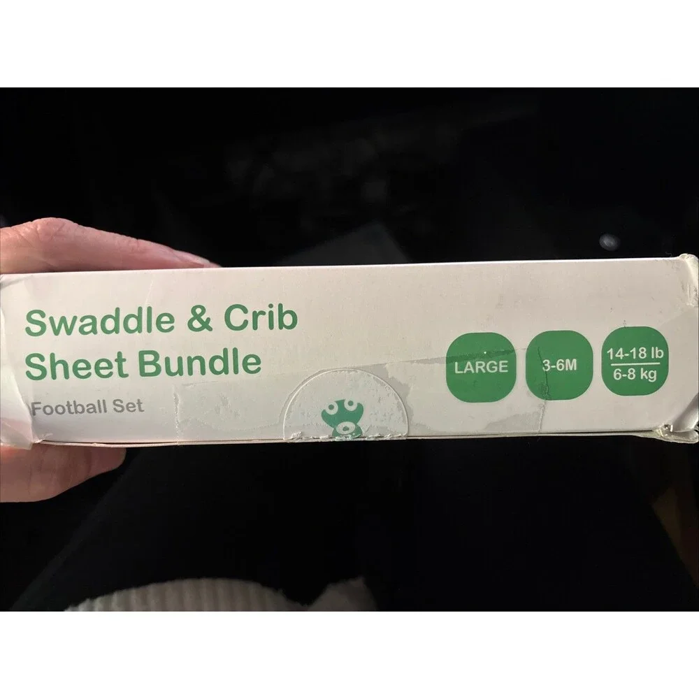 New Cuddle Club Swaddle & Crib Sheet Football Set Size Large 3-6 Mos Gift $40